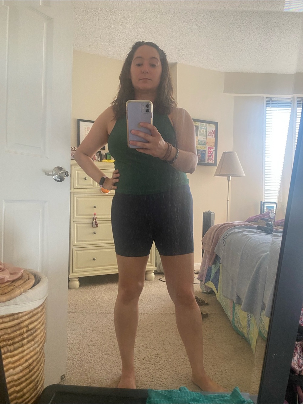girlfriend collective Skyline High Rise Bike Shorts-Navy Blue